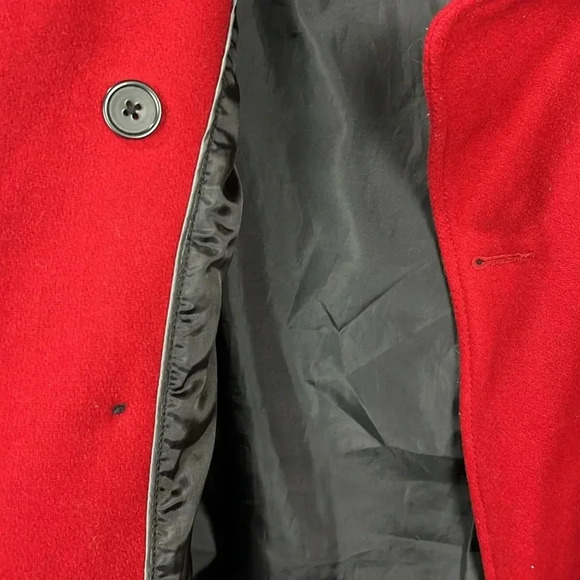 Old Navy Womens Jacket M Red Double Breasted Long Sleeve Epaulets Lined 70% Wool - Picture 8 of 13